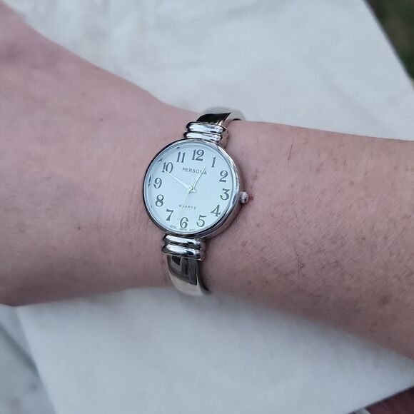 Ladies Persona Bracelet Cuff Silver Tone Quartz Watch - New - Picture 8 of 9